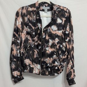 T Tahari Black and Pink Bomber Jacket